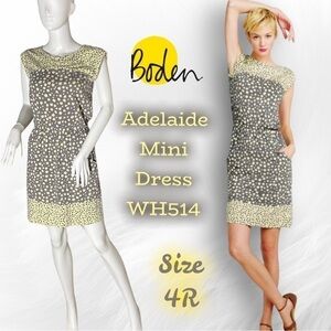 Boden Adelaide Blouson Mini Dress WH514 Yellow Gray Size 4